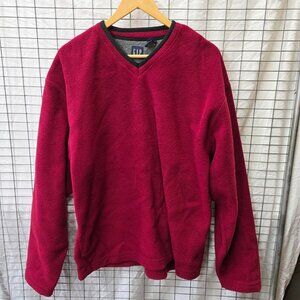 GAP Men’s Red Fleece Pullover V Neck Size Large